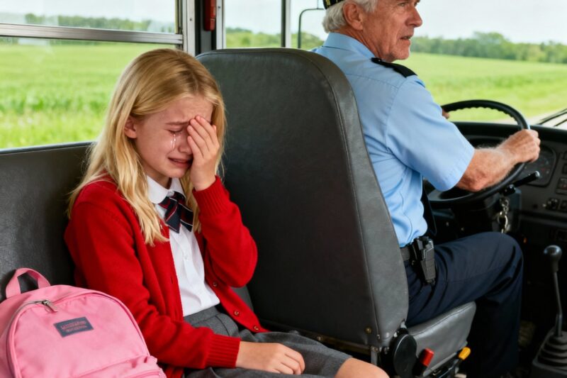 Bus driver notices a girl crying every day, looks under the seat after dropping her off and is paralyzed…