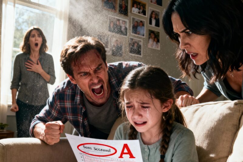 My daughter came home crying and whispered, “Uncle slapped me because I got an A and his son didn’t.” I saw the red handprint burning on her cheek. I didn’t scream.