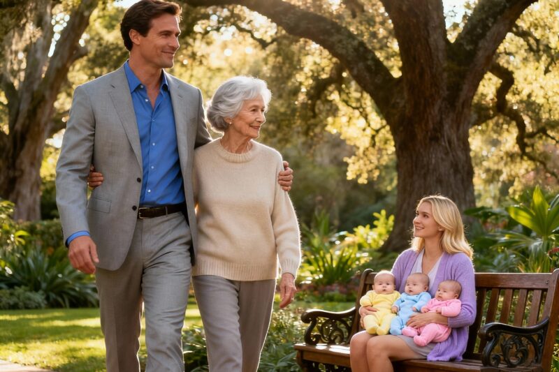 A millionaire took his mother for a quiet walk in the park — and froze when he spotted his ex asleep on a bench with three infants.