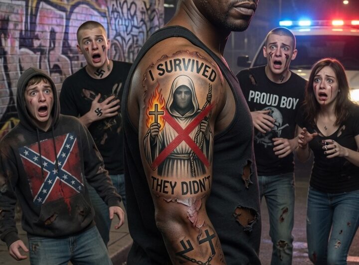 Racist Gang Attacks Black Man, But When They See His Tattoo, They Cry Out In Fear