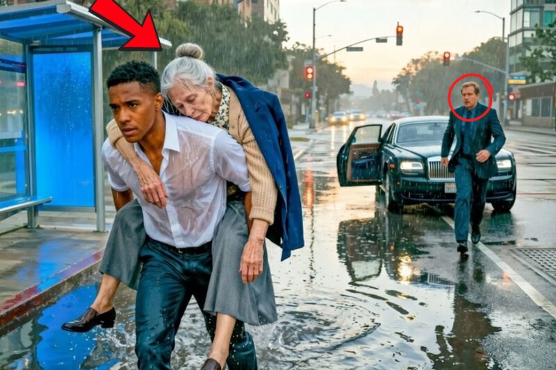 A young man misses his professional dream to help an old lady; 5 hours later, her son arrives.