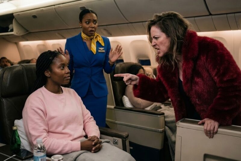 A passenger causes a scene in first class — she freezes when the truth comes out