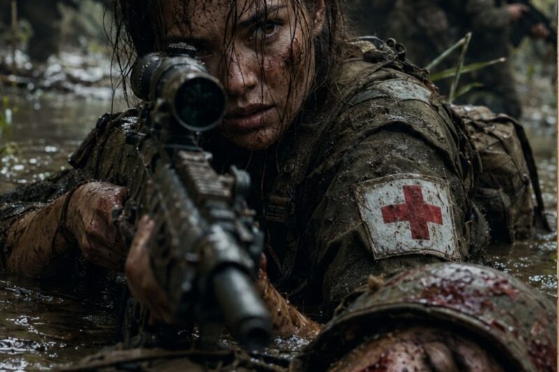 “Give me the rifle!” — from porter to heroine after a SEAL’s downfall.
