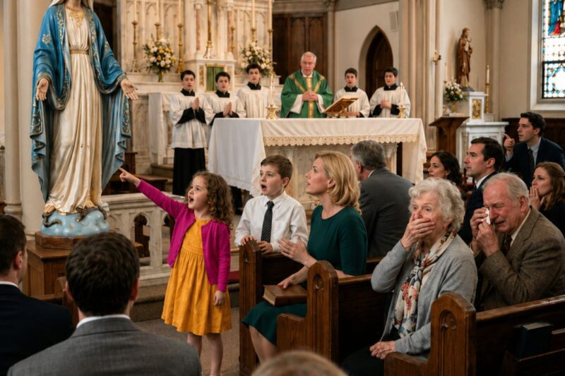A 4-Year-Old Girl Pointed at the Virgin Mary and Said One Word… The Entire Church Went Silent