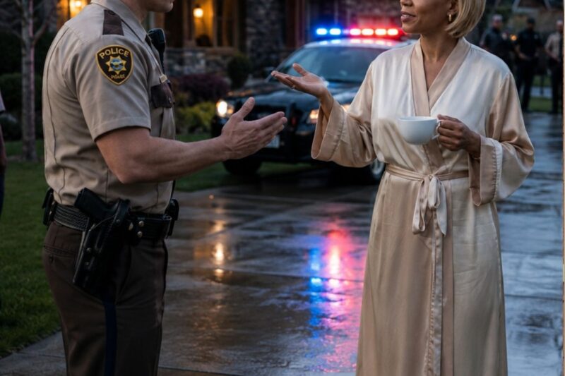 What Did the Officer Discover After Stopping the Woman in the Robe on Her Own Front Lawn?