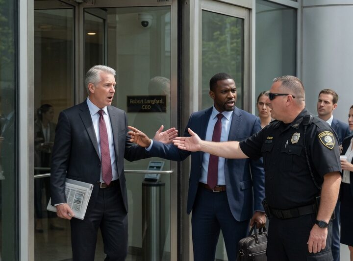 A police officer refuses him entry to his own office: the shock when the CEO comes out and hands him the keys