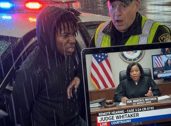 He unjustly arrests a black man in the rain: he freezes when he sees a Federal Judge on the screen