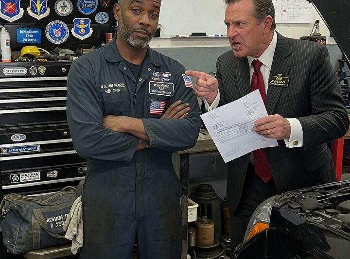 A wealthy lawyer insults a mechanic—unbeknownst to him, the mechanic is an Air Force intelligence officer.