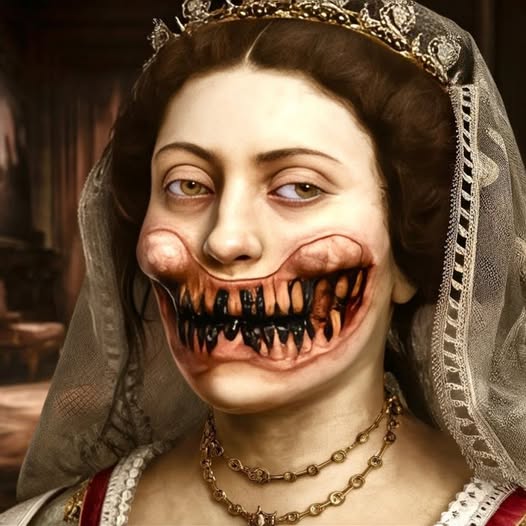 Syphilis had so badly disfigured this queen’s face that her nose had sunken in.
