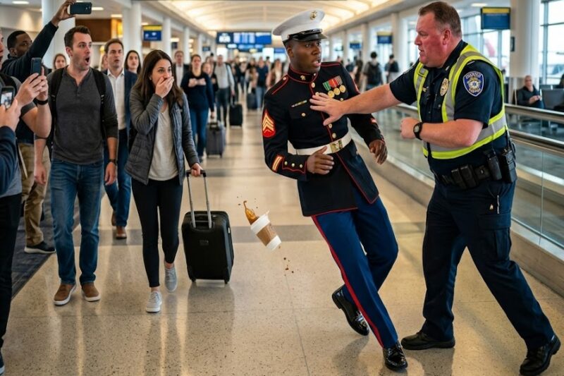 Cop Shoves Black Marine in Dress Blues at Airport — Minutes Later, Careers Collapse