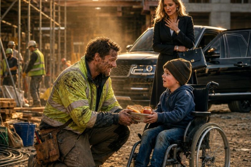 A bricklayer feeds a disabled child… unaware that he is the son of a millionaire
