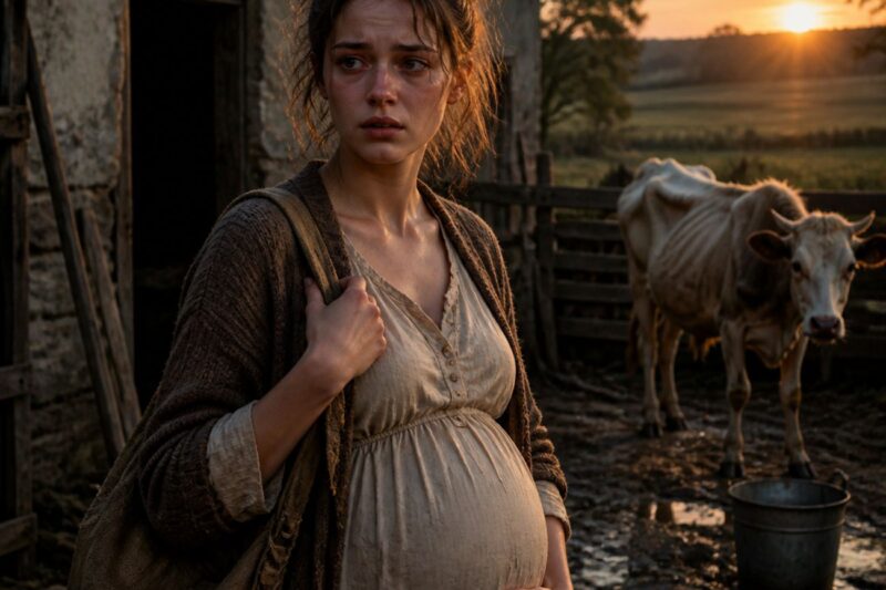 Abandoned and pregnant, she found an old farm with a skinny cow… and had to fend for herself.