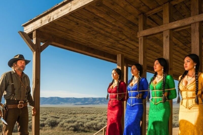A Lonely Cowboy Found 4 Native Women Tied to His Porch… He Didn’t Know Their Father the Chief…