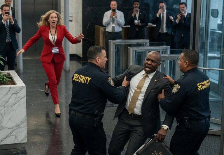 Security violently ejects a black man; the vice president rushes in shouting, “He’s the owner!”