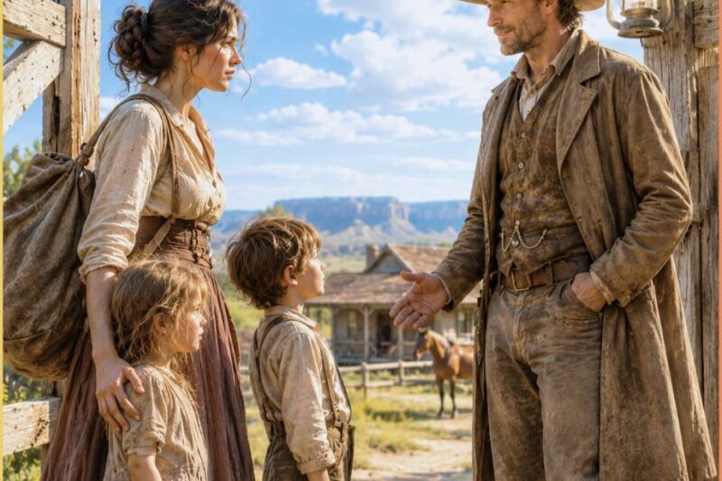 She Arrived at a Stranger’s Gate With 2 Children and Nothing Else—He Said “It’s Not Pity. It’s Decency. Now Come Inside”