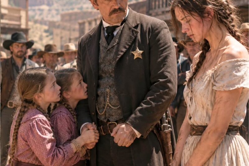 The Sheriff Offered Her as a Wife to Any Man Who’d Take Her—Then His Twin Daughters Grabbed His Hands and Whispered 3 Words That Changed Everything