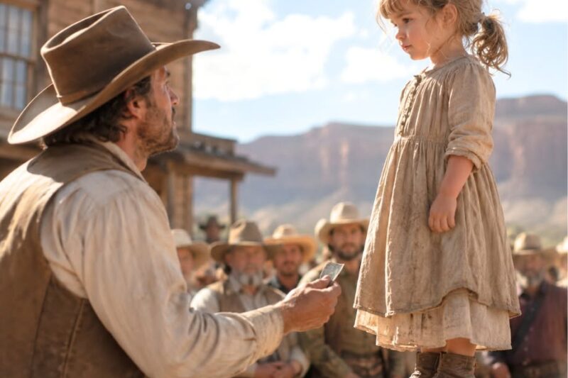 A three-year-old girl stood on an auction block while the crowd called her broken—Then a rancher paid five dollars and said “It’s not charity”