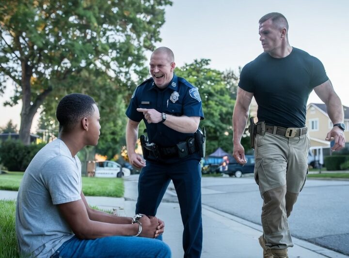 Racist Cop Mocks Black Teen, Instantly Humbled When His Navy Seal Commander Steps In
