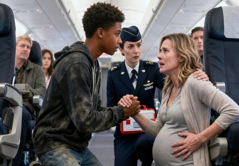 Pregnant Woman Collapses at 30,000 Feet on a Plane — Until Black Teen Steps Up, Husband Freezes