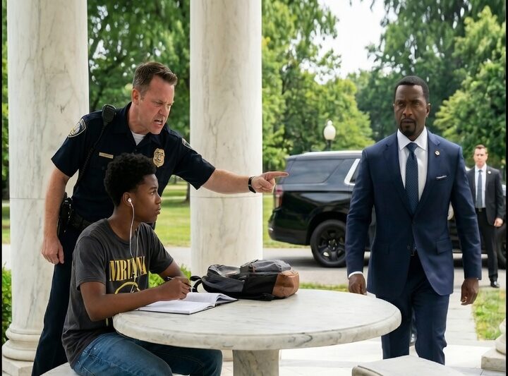 Cop Kicks a Black Teen Out of a Private Park — Then the Mayor Arrives and Calls Him Son – YouTube  Transcripts: Officer Darren Rock thought he was just clearing another trespassing punk out of the exclusive Highland Park Conservatory. The kid on the bench was black, wearing a faded vintage hoodie, and clearly didn’t fit the affluent zip coat. Rock slapped the handcuffs on tight, completely ignoring the teenager’s unnervingly calm warning. You’re making a monumental mistake. What the veteran cop didn’t know was that this trespasser wasn’t just a resident. He was the only son of the city’s ruthless newly elected mayor. And Payback was about to be public, swift, and absolute. The Lakeside Conservatory in Highland Park was not a public park. It was a fiercely guarded private botanical sanctuary nestled in the heart of the city’s most expensive real estate.  Enclosed by 12t rot iron gates and accessible only via a digital encrypted key fob. The grounds were an immaculate display of imported Italian marble fountains, meticulously pruned Aelia bushes, and weeping willows that draped elegantly over a koi pond. The annual homeowners association fees just to maintain this 2acre slice of paradise hovered around $5,000 a household.  It was a place designed for peace, quiet, and unquestioned exclusivity. Seated beneath the shade of a massive oak tree in the park’s grand pavilion was 17-year-old Caleb Montgomery. Caleb didn’t look like the stereotypical Highland Park resident, at least not to the untrained eye. He was a tall, lean black teenager dressed in a faded oversized nana t-shirt, well-worn Levis’s jeans, and a pair of beatup Converse sneakers.  He didn’t wear a Rolex, nor did he sport the customary pastel polo shirts favored by the neighborhood’s youth. Instead, his luxury was quiet. He was deeply engrossed in a worn leatherbound moleskin notebook, mapping out complex equations for his AP physics final. In his right hand, he effortlessly twirled a silver Mont Blanc Meisterto pen, a quiet 16th birthday gift from his father.  In his ears, a pair of AirPods Pro played a low, rhythmic jazz beat, drowning out the ambient chirping of the robins. Caleb loved the pavilion. It was the one place he could escape the suffocating pressure of his family’s new reality. Ever since his father won the mayoral election in a landslide 6 months ago, their lives had been a chaotic whirlwind of press briefings, security details, and sickopantic politicians. Here with his notebook, Caleb was just a kid solving for X. Enter Officer Darren Ro. Ror was a 15-year veteran of the local precinct who supplemented his income by working private security for the Highland Park HA. He was a broadshouldered man with a tight buzz, cutter perpetually flushed face and a cynical worldview forged by years on the patrol beat.  Rock prided himself on his instincts. He believed he could look at a person and know instantly if they belonged or if they were trouble. As Rock patrolled the perimeter of the conservatory, his eyes locked onto the pavilion. He stopped in his tracks, his heavy black boots crunching against the crushed gravel path. He saw the faded t-shirt.  He saw the sneakers. He saw a young black man sitting in a park where the median household income was north of $4 million. Rock’s jaw tightened. Another hopper, he thought. The local high school kids from the neighboring less affluent districts sometimes tried to scale the rot iron fences on a dare looking for a secluded place to smoke or vandalize. Ror unclipped the leather strap over his radio, adjusting his utility belt as he marched purposefully down the Aelia lined path. He didn’t see a student studying. He saw an intrusion. He saw an opportunity to show the HOA board that their hefty security budget was justified. Hey.  Rock’s voice barked out, echoing harshly against the marble pavilion. Caleb didn’t hear him. The noise cancellation of his earbuds was absolute. He continued writing his brow furrowed in concentration as he balanced an equation. Ror felt a hot flash of irritation at being ignored. He closed the distance rapidly, stepping heavily onto the pavilion’s raised platform, and forcefully tapped the end of his heavy metal flashlight against the stone table inches from Caleb’s notebook. Clack! Caleb flinched, startled. He blinked, looking up at the towering figure of the police officer. Slowly maintaining his composure, Caleb reached up and pulled the right AirPod from his ear. “Can I help you, officer?” Caleb asked his voice, even and polite, though a flicker of confusion crossed his dark eyes.  “Take the other one out,” Ror commanded his tone, leaving no room for negotiation. He stood with his feet planted wide, his thumbs hooked aggressively into his utility belt. Caleb paused for a fraction of a second, assessing the officer’s aggressive posture before quietly removing the left earbud and placing them both in their white charging case. Is there a problem? That’s what I’m trying to figure out. Rock sneered, his eyes darting over the notebook, the cheap t-shirt the backpack slung over the bench. What are you doing here, kid? I’m studying, Caleb replied, gesturing slightly to his notebook. A P physics. The final is on Monday.  Rock didn’t even glance at the math. This is a private park. Residence only. There’s a sign on the gate about the size of a billboard. How did you get in? I walked through the gate, Caleb said simply. Right. And the electronic lock just magically opened for you. Rock’s voice dripped with sarcastic disbelief.  He leaned closer, trying to intimidate the teenager. Look, kid. I don’t want to hear the fairy tales. You hopped the fence. I know it. You know it. Pack up your bag. You’re leaving now. Caleb didn’t move to pack his bag. Instead, he sat up a little straighter, squaring his shoulders. He had been thoroughly briefed by his father’s security detail on how to handle law enforcement encounters, but he also knew his rights, and he knew his address. Officer, with all due respect, I didn’t hop the fence. I live in the neighborhood. I have every right to be sitting here.” Rock let out a sharp, humorless laugh. It was a bark of pure condescension. “You live here in Highland Park.” “Yeah, okay. And I’m the king of England. Stand up, kid. I’m not asking you twice. ” Caleb felt the first true spike of adrenaline, a cold knot forming in his stomach, but he kept his expression carefully neutral. “I can prove it,” Caleb offered softly. “I have the digital access pass on my phone, the Ha app. I can show you. Keep your hands right where I can see them.” Rock snapped his hand, hovering dangerously close to his taser.  I know how this game works. I’m not playing it. You’re trespassing on private property. Now, stand up and get your hands on the table. Caleb realized then that this was not a misunderstanding. It was a script, and Officer Ror had already written the ending. The situation was deteriorating faster than Caleb could manage. And to make matters worse, they were no longer alone.  The loud barking nature of Ror’s commands had drifted across the manicured lawns, attracting the attention of Beatatrice Langley. Beatatrice was the self-appointed neighborhood watch captain of Highland Park. Clad in a crisp white Lululemon tennis skirt, an oversized pair of Chanel sunglasses resting on her highlighted blonde hair, she approached the pavilion with a purebred golden retriever, tugging at the end of a retractable leash.  In her hand, she gripped a pastel pink Yeti tumbler as if it were a scepter. “Officer Ror, is everything all right here?” Beatatrice called out her voice, a piercing melodic trill of forced concern. She stopped at the edge of the pavilion, her eyes narrowing as they locked onto Caleb. Her posture immediately stiffened her lips, pursing into a tight, disapproving line.  Ror glanced over his shoulder. His demeanor instantly softening from aggressive cop to accommodating servant. Afternoon, Mrs. Langley. Everything is under control. Just dealing with a trespasser. Found him loitering in the pavilion. Oh, thank goodness you were here. Beatrice sighed loudly, taking a sip from her yeti.  She looked at Caleb, not with fear, but with profound annoyance, as if he were a stain on an otherwise perfect rug. I’ve been telling the HOA board that we need higher fences. These kids from the east side just have no respect for private boundaries. It makes the neighborhood feel so unsafe. Caleb looked from Rock to Beatric, a quiet disbelief washing over him. I’m not from the east side, Caleb said, his voice rising just a fraction in volume. I live here. My family moved in 6 months ago. Beatrice let out a delicate theatrical scoff. Moved in. Where exactly? Because I know everyone in this conservatory district, young man, and I have certainly never seen you. 4401 Stratford Avenue, Caleb stated clearly. The address hung in the air for a moment. Beatrice blinked, her Chanel glasses slipping slightly down her nose. Ror’s eyes widened for a split second before his face contorted into a mask of pure unadulterated rage. 4401 Stratford Avenue wasn’t just a house. It was the sprawling historic estate at the very peak of the hill, a property that had recently sold for over $12 million. It was the crown jewel of Highland Park. Now I know you’re lying. Rock snarled, turning his full attention back to Caleb. The officer felt insulted. The kid wasn’t just defying him. He was mocking him. The Stratford estate. You expect me to believe you live in the biggest house in the district? That property is owned by the mayor? Yes, Caleb said his voice dangerously quiet. It is. That’s enough. Rock shouted, slamming his hand down on the stone table, making Caleb’s Mont Blanc pen rattle. I’m done playing games with a punk who thinks he can smart mouth a police officer. Stand the hell up, officer. If you just let me reach into my pocket for my phone, I can pull up the deed, the HA app, or I can call I said hands where I can see them.  Rock roared. He stepped forward, invading Caleb’s personal space. With a sudden aggressive jerk, Ror grabbed the straps of Caleb’s black Northface backpack, which was resting on the bench. “Hey, don’t touch that,” Caleb protested, standing up instinctively to protect his property. Taking Caleb’s sudden movement as an aggressive act, Ror shoved the teenager hard in the chest.  Caleb stumbled backward, his calves hitting the stone bench, and he fell hard onto the seat. With a violent yank, Rock upended the Northface backpack onto the stone floor of the pavilion. Caleb’s life spilled out onto the marble. A sleek silver MacBook Pro clattered against the stone, the aluminum casing scraping harshly, textbooks, graphing calculators, and an expensive leather wallet cascaded out.  Rock’s heavy boot stepped squarely on the delicate leatherbound moleskin notebook, crushing the spine and smudging the meticulously written physics equations beneath a layer of park dirt. Caleb stared at the boot on his notebook. The quiet, polite teenager vanished in that instant. The warmth left his eyes replaced by a cold, calculating stillness.  It was the exact same expression his father, Mayor David Montgomery, wore right before he dismantled a political opponent on live television. “You are crossing a line, officer,” Caleb said, his voice dropping an octave. There was no fear in his tone anymore, only a chilling certainty. “I strongly suggest you pick my notebook up, hand me my wallet, and walk away. ” Beatrice gasped, clutching her yeti cup to her chest. The absolute nerve of this boy, Officer Rock. He is threatening you. Arrest him. Ror’s face was beat red. In his mind, he was the ultimate authority in Highland Park. He was the protector of the elite. And this kid in the cheap shirt was challenging his dominion in front of one of the most influential women on the HOA board. Oh, you’re going to regret opening your mouth, kid. Rock hissed, unclipping his handcuffs from his belt. The heavy steel clanked ominously in the quiet afternoon air. Turn around and put your hands behind your back. Caleb didn’t fight. He knew the statistics. He knew what happened to young black men who physically resisted the police regardless of who their fathers were.  He slowly turned his back to the officer, placing his hands together. “I’m complying,” Caleb said loudly, ensuring Beatatrice could hear him as a witness. “But I want it on the record that I am warning you one last time. You are making a massive mistake.” Ror grabbed Caleb’s wrists with unnecessary force, twisting his arms up painfully high before ratcheting the cold steel cuffs tightly around his skin.  They bit into Caleb’s wrists, pinching the skin. “The only mistake I made was letting you talk for as long as I did,” Rock muttered, shoving Caleb forward, so his chest was pressed flat against the rough stone of a pillar. Caleb’s cheek was pressed against the cool gray stone of the pavilion column.  The physical indignity of it burned, but his mind was racing with absolute clarity. He didn’t struggle. He didn’t curse. He simply breathed in the scent of the nearby jasmine and waited for the officer to hang himself with his own rope. Ror stepped back, breathing heavily, clearly pleased with his display of dominance.  He pulled the radio mic from his shoulder. Dispatch, this is unit 4 Bravo. I have a 1015 at the Highland Park Conservatory. Male juvenile trespassing on private property, resisting a lawful order, and providing false information to an officer. Requesting a transport unit. The radio crackled. Copy for Bravo. Transport unit is 5 minutes out.  Do you have a name for the suspect? Rock looked down at the scattered belongings on the floor. “Check the wallet,” Caleb said, his voice muffled against the pillar, but perfectly steady. “Front pocket!” Rock sneered, bending down to snatch the expensive leather wallet off the ground. He flipped it open.  The first thing he saw was a platinum American Express card. He paused a tiny seed of doubt suddenly taking root in his mind, but his ego quickly squashed it. Probably stolen, he reasoned. He pulled out the driver’s license. He stared at the plastic card. Caleb David Montgomery, 4401 Stratford Avenue. Rock stared at the name. Montgomery.  The address, Stratford Avenue. He blinked. The words didn’t change. A cold sweat began to prickle at the base of Rock’s neck. Montgomery was a common enough name, but the address, the address was specific. It was exact. Still, cognitive dissonance is a powerful force. Ror’s brain fiercely rejected the reality in front of him. This kid couldn’t be the mayor’s son. The mayor’s son would be in a prep school uniform, driving a BMW, surrounded by friends, not sitting alone in a faded band shirt. It had to be a fake ID. Kids these days had incredible fakes. “Nice try,” Ror said, though his voice lacked the booming confidence from 3 minutes ago. “Where’d you get the fake, kid? This is a class C misdemeanor right here. ” Caleb turned his head, slightly locking eyes with the officer. Call the precinct captain. Captain Miller, tell him who you have in handcuffs. Ask him to verify the ID. I’m not calling the captain for a petty trespasser. Rock snapped his thumb, hovering over the radio mic. Officer Rock. Beatatrice piped up, stepping closer, her dog whining slightly.  What does the ID say? Is he a runaway? Before Ror could answer, Beatatrice, the radio on his shoulder burst to life. But it wasn’t the bored, monotone voice of the usual dispatcher. It was the sharp, panicked voice of Captain Miller himself. Unit 4. Bravo. This is Captain Miller. Ror, do you copy what is the name of the suspect in your custody over? Ror jumped slightly at the sound of the captain’s voice on a routine patrol channel. He pressed the mic. Captain, this is Ror. Suspects ID, says Caleb Montgomery, but I suspect it’s a fabricated. Ror, listen to me very carefully. The captain’s voice cut him off, practically vibrating through the tiny speaker. Do not move. Do not speak to the suspect. Do you have him in restraints? Ror frowned, confusion mounting. Affirmative, Captain. Handcuffs are secured. He was uncooperative. Dead silence on the radio. 5 seconds passed. 10. To rock. It felt like an hour. Beatric Langley looked at the officer, her perfectly plucked eyebrows knitting together in sudden concern. When Captain Miller finally spoke again, his voice was deathly quiet, stripped of all police jargon.  It sounded like a man who had just watched his career flash before his eyes. Ror, take the cuffs off the boy now. I am 2 minutes away. If those cuffs are still on his wrists when I pull up, I will personally strip the badge off your chest. Do you understand me? Rock froze. The world seemed to tilt on its axis. He looked from the radio on his shoulder to the platinum credit card in his hand to the teenager pressed against the stone. Captain, I take them off now. The scream through the radio was so loud that Beatrice actually took a step back, her dog yelping in surprise. Ror’s hands began to shake, the absolute certainty he had operated with his entire career evaporated, leaving behind a cold, terrifying void. He slowly walked over to Caleb, pulling the small handcuff key from his pocket.  His fingers fumbled as he inserted the key into the metal, the sharp click echoing loudly in the quiet park. The heavy steel fell away. Caleb slowly lowered his arms, rubbing the deep red indentations on his wrists. He didn’t turn around to gloat. He simply bent down, meticulously picked up his crushed Moleskin notebook, dusted off his MacBook, and slid them back into his Northace bag. What? What is going on? Beatatrice stammered, looking at Caleb as if he had just grown a second head. Officer, why did you let him go? Ror couldn’t speak. His throat was completely dry. Before Beatatrice could demand another answer, the sound of heavy accelerating engines shattered the tranquility of the park.  Three massive jet black Cadillac Escalades, their grills flashing with hidden red and blue strobe lights, tore down the crushed gravel path, ignoring the no vehicle signs entirely. They skidded to a halt just inches from the pavilion steps, tearing up the immaculate green lawn. The doors flew open simultaneously. Four men in dark suits with earpieces. The mayor’s executive protection detail poured out their hands, resting instinctively near their suit jackets. Behind them, a marked police cruiser slammed to a stop, and Captain Miller scrambled out, looking pale and thoroughly terrified. But it was the man who stepped out of the lead escalade that made the blood drain entirely from Officer Rock’s face.  Mayor David Montgomery stepped onto the grass. He was a tall, imposing man dressed in a sharp navy suit, his face a mask of barely controlled fury. This was a man known for ruthless efficiency. A man who had gutted the corrupt city council in his first 90 days. A man who commanded every room he walked into.  And right now his eyes were locked dead onto officer Darren Rog. Caleb zipped his backpack, slung it over his shoulder, and walked down the steps of the pavilion straight toward the most powerful man in the city. “Hey, Dad,” Caleb said quietly, his voice carrying over the idling engines. “I told him he was making a mistake.  The silence that fell over the meticulously manicured grounds of the Lakeside Conservatory was absolute, heavy, and undeniably suffocating. The only sounds that dared to permeate the tense atmosphere, were the low, throaty rumbles of the three black Cadillac Escalades, idling aggressively on the pristine lawn, the sharp crunch of gravel beneath expensive leather shoes, and the frantic, painfully shallow breathing of Officer Darren Rock.  Mayor David Montgomery did not rush. He did not sprint in a panic. He walked with the deliberate, measured, and terrifyingly calm stride of an apex predator that had just successfully cornered its prey. His dark navy suit caught the afternoon sunlight, perfectly tailored, broadcasting an aura of unyielding authority that seemed to physically press down upon the entire park.  David Montgomery bypassed the trembling police officer, entirely, his eyes locked solely on his 17-year-old son. The four men of the executive protection detail fanned out in a seamless, highly practiced tactical formation, creating an impenetrable human wall between the mayor’s family and the rest of the world. One agent, a towering man named Harrison, placed his hand firmly over his earpiece.  his eyes continuously scanning the perimeter with cold detachment. “Caleb,” David said, his deep, resonant voice breaking the unbearable silence. The anger in his tone was not explosive. It was a localized freezing tempest. “I’m fine, Dad,” Caleb replied smoothly, adjusting the heavy straps of his black Northface backpack.  He worked hard to keep his voice entirely steady, refusing to show the lingering surge of adrenaline that was still causing his fingertips to vibrate slightly. David stopped directly in front of his son. He didn’t ask for permission. He reached out with both hands and gently but firmly took hold of Caleb’s wrists, turning the boy’s forearms upward to expose the skin to the harsh afternoon daylight.  The deep, angry red indentations left by the tightened steel handcuffs were stark and unmistakable against Caleb’s dark skin. The metal had pinched hard enough to draw a microscopic line of blood on the right wrist. David stared at the brutal red marks for what felt like an eternity. The muscles along his jawline feathered and flexed.  When he finally released Caleb’s hands, the temperature in the pavilion seemed to drop another 10°. He slowly pivoted on his heel. His gaze shifted from his son to officer Darren Rock. Rock felt a cold, paralyzing sweat instantly drench the collar of his uniform shirt. His knees threatened to buckle beneath his own weight. He had faced armed robbers, desperate fugitives, and violent gang members during his 15 years on the force, but he had never felt the kind of primal, instinctual terror that currently gripped his heart. The mayor’s eyes were completely devoid of warmth, empathy, or forgiveness. They were the eyes of a man calculating the exact trajectory required to utterly destroy a life. Mr. Mayor Ry. Ror croked his voice cracking pathetically. His mouth was so dry it felt stuffed with cotton. I can explain the situation. There was a terrible misunderstanding regarding the perimeter security protocols. Captain Miller, who had been hovering anxiously near the back bumper of his police cruiser, finally mustered the courage to step forward. He looked as though he were marching toward an execution squad. Mayor Montgomery.  Sir, I take full responsibility for this incident. This officer acted entirely outside of departmental guidelines and established protocols. It is a catastrophic failure of judgment. David Montgomery raised a single open hand. He did not look at the captain. The gesture was simple, elegant, and demanded absolute silence.  Captain Miller snapped his mouth shut instantly, swallowing hard and stepping back into the shadows. “Officer, is it?” David asked, his voice, barely rising above a conversational whisper. Yet the sound carried with crystalline clarity across the marble pavilion. “Yes, sir,” Rock stammered frantically, wiping a bead of sweat from his forehead with the back of his trembling hand.  Darren Rock, badge number 814. Sir, I saw him here and we have a strict policy regarding non-residents accessing the conservatory. I asked for identification and he refused to comply with my lawful orders. Caleb stood silently behind his father, his face an impassive mask. He knew better than to interrupt. When David Montgomery went to work, you let him work. He refused to comply.  David repeated softly, testing the words on his tongue as if they were a foreign language. He took one slow, deliberate step closer to Rock. My son tells me that he offered to show you his digital access pass. He tells me that he provided his residential address. He tells me that he explicitly asked you to check the wallet that you forcibly dumped onto the ground.  Are you suggesting, Officer Rock, that my son is a liar? No, no, sir. Absolutely not. Ror backpedled frantically, his hands waving in front of his chest in a gesture of desperate surrender. “It was just he didn’t look like he belonged here. He didn’t match the typical demographic of the neighborhood residents.  I was relying on my professional instincts to protect the community from potential criminal elements. Ah, David said quietly. The syllable was sharp as broken glass. He didn’t look like he belonged. He didn’t match the demographic. The mayor turned his head slightly, his piercing gaze finding Beatatrice Langley.  The neighborhood watch captain had been standing frozen near the edge of the pavilion, clutching her pastel pink Yeti tumbler, so tightly that her knuckles had turned completely white. Her purebred golden retriever whimpered softly, sensing the crushing wave of human anxiety radiating from its owner. Beatric’s meticulously curated world of country clubs, exclusive tennis matches, and insulated wealth was currently crumbling around her designer shoes. “Mrs. Langley, I presume,” David asked, his voice, dripping with aristocratic politeness that masked a lethal intent. Beatatrice flinched as if she had been physically struck. Yes, she whispered her melodic trill entirely gone, replaced by a raspy squeak of sheer panic. Mayor Montgomery, it is an honor. I I had absolutely no idea who he was.  If I had known he was your son, I would have personally welcomed him to the neighborhood. I am quite certain you would have, David replied smoothly, his tone utterly dismissive. You would have smiled, offered him a glass of lemonade, and asked him what Ivy League university he plans to attend.  But because you did not recognize him because he was wearing a t-shirt instead of a blazer, you encouraged an armed officer of the law to arrest a high school honors student who was simply trying to study physics in peace. Beatatrice opened her mouth to defend herself, to explain her dedication to the safety of the community, but the words died in her throat under the crushing weight of the mayor’s glare. She suddenly realized the catastrophic social implications of this moment. By tomorrow morning, everyone in Highland Park would know that Beatatrice Langley had orchestrated the false arrest of the new mayor’s only child. She would be a pariah. her invitations to the gala season would vanish.  Her standing on the HOA board was effectively dead. David turned his attention back to the trembling police officer. The brief distraction with Beatrice seemed to have focused his rage into a laser point. Officer Rock, David continued his voice, dropping to a terrifyingly quiet register. You saw a young black man in a wealthy neighborhood and your immediate unshakable conclusion was that he was a criminal trespasser.  When he provided his address, my address, a property I purchased legally and transparently, you decided he was a liar. When he asked you to look at his identification, you threw him against a stone pillar, assaulted him, and placed him in steel restraints. Sir, it wasn’t an assault. It was standard containment procedure for a non-compliant suspect.  Ror pleaded his voice cracking again, desperately clinging to police academy terminology to save himself. Do not insult my intelligence by hiding behind your departmental jargon. David snapped his voice, finally rising the crack of a whip in the quiet park. You assaulted my child. You placed your hands on my son because your fragile ego could not handle the fact that a teenager you deemed inferior was actually standing on property that his family owns while you are merely paid a meager hourly wage to patrol it.  Rock flinched as the truth of the statement hit him like a physical blow. The absolute disparity in their power and station was laid bare for everyone to see. Captain Miller,” David said, not taking his eyes off Rock. Miller stepped forward, instantly snapping to attention. “Yes, Mr. Mayor. Does the city of Highland Park employ officers who arbitrarily assault residents based on their own personal racially motivated assumptions?” David asked. “No, sir.  We absolutely do not, Miller replied firmly, a bead of sweat rolling down his own cheek. Excellent, David said. He took one final step toward Rock, invading the officer’s personal space until they were mere inches apart. The height difference allowed the mayor to look down upon the broken man. Then I suggest you initiate the termination of this man’s employment immediately. And Captain, yes, sir.  Do it right now in front of me. The command hung in the warm afternoon air, heavy and absolute. There was no room for negotiation, no space for a union representative, no time for an internal affairs review board to drag the process out for 6 months. while Ror sat comfortably on paid administrative leave.  This was a public execution of a career ordered by the highest executive authority in the city, delivered right on the manicured lawns of the community. Ror had sworn he was protecting. Captain Miller swallowed the lump in his throat. He knew the police union would be furious. He knew there would be a mountain of paperwork, endless arbitration hearings, and potential lawsuits.  But as he looked at the cold, unyielding face of Mayor David Montgomery and then glanced at the bruised wrists of the teenage boy standing quietly behind him, Miller knew he had no choice. Political survival dictated immediate compliance. Officer Rock. Captain Miller said, his voice straining to project the necessary authority.  He stepped forward, placing himself between the mayor and the trembling patrolman by the authority vested in me as the commanding officer of this precinct. You are hereby stripped of your police powers, effective immediately. You are suspended without pay pending a formal termination hearing. Hand over your badge and your service weapon now. Darren Rock stared at his captain in absolute shock. His mouth opened and closed silently like a fish pulled abruptly from the water. He looked desperately around the pavilion, hoping for some sort of reprieve, an intervention from the universe. He looked at Beatric Langley, but she had taken several steps backward, shielding her face with her hand, desperate to distance herself from the radioactive fallout.  He looked at the four impassive security agents who simply stared back with the cold readiness of men prepared to use violence if Ror made a sudden movement toward his gun. Captain, please. Ror begged his voice barely a whisper. Tears of humiliation and panic pricked the corners of his eyes. I have a mortgage. I have a pension on the line. It was just a mistake.  I didn’t know who he was. That, Mayor Montgomery interjected smoothly, his voice cutting through Rock’s desperate please, is precisely the core of the problem. Mr. Rock, your fundamental decency and your adherence to the law should not be conditionally activated only when you recognize the pedigree of the citizen standing in front of you.  Your badge is a public trust, not a license to terrorize those you deem beneath you. Your weapon, Ro,” Captain Miller demanded again, his tone hardening. “Do not make me ask you a third time, or I will have these protective agents disarm you by force, and you will leave this park in the back of my cruiser, shaking uncontrollably his career,” flashing before his eyes in a series of terrible, irreversible images.  Ror slowly reached toward his duty belt. His fingers fumbled with the complex safety retention snaps of his holster. With agonizing slowness, he drew his Glock 19. Keeping the barrel pointed safely at the ground, he ejected the magazine with a sharp click, racked the slide to clear the chambered round, and handed the weapon magazine and loose bullet to his captain. Next came the badge.  Ror unpinned the silver shield from his chest. It felt incredibly heavy in his palm. It was his identity, his authority, his shield against the world. He handed it over to Miller, who immediately shoved it into his pocket. “Turn in your radio, your cruiser keys, and your taser,” Miller instructed coldly.  “You are to walk off this property immediately. Do not speak to the press. Do not speak to the residents. You will receive formal notification of your termination hearing via certified mail by Friday.” Ror stood there, stripped of his heavy equipment, suddenly looking incredibly small and unremarkable in his plain blue uniform shirt.  He looked one last time at Caleb, hoping to find some flicker of sympathy in the teenager’s eyes. But Caleb was not looking at him. Caleb was looking at his father. His expression a complex mixture of exhaustion, relief, and quiet awe at the sheer magnitude of power his family wielded. Without another word, Darren Rock turned around. He did not walk down the crushed gravel path. He walked straight across the pristine, heavily manicured lawn. His head bowed, his shoulders slumped in total defeat. He walked toward the imposing rot iron gates of the conservatory, a broken man banished from the sanctuary he had so aggressively guarded.  As Ror began his long, humiliating walk of shame, the reality of the commotion had finally drawn an audience. The loud sirens, the screaming, and the aggressive arrival of the mayor’s motorcade had not gone unnoticed in the quiet enclave of Highland Park. Several wealthy residents had emerged from their sprawling estates, walking cautiously toward the conservatory gates.  A small crowd of men in golf polos and women in expensive activewear had gathered along the perimeter, peering through the iron bars, their faces masks of pure unadulterated shock as they witnessed the neighborhood watch’s favorite security guard being publicly dismantled. Mayor Montgomery noticed the gathering crowd.  He adjusted the cuffs of his tailored suit jacket, his demeanor shifting instantly from the wrathful father back to the composed, calculating politician. However, the icy anger remained firmly in his eyes. He turned his attention back to Beatatrice Langley, who was desperately trying to inch her way toward the exit path without drawing further attention. “Mrs. Langley David called out his voice projecting clearly enough for the gathering crowd at the gates to hear every word. Beatatrice froze in her tracks, a golden retriever sitting obediently at her side. She turned slowly, offering a weak, terrified smile. “Yes, Mayor. I understand you are a prominent voice on the Highland Park Homeowners Association board, David said, closing the distance between them with a few measured strides. I Yes, I try to serve the community, Mr. Mayor. Then I have a message for you to deliver to the rest of the board at your next meeting, David said, his voice resonating with absolute undeniable authority. He looked past Beatatrice, his eyes scanning the faces of the wealthy onlookers peering through the gates.  When my family purchased the Stratford estate, we did not simply buy a house. We bought a stake in this community. We pay the same exorbitant HOA fees. We walk the same sidewalks. We have the exact same right to exist in this space as any family whose names have been on these deeds for generations. He paused, letting the silence hang in the air, ensuring every single person hanging on his words absorbed the full weight of his statement.  This conservatory is designed to be a place of peace. David continued gesturing broadly to the marble pavilion and the weeping willows, but today it became a theater of targeted harassment. My son was handcuffed because the people in this neighborhood and the security you hire prioritize their prejudiced assumptions over basic human dignity. That ends today. Beatatrice nodded rapidly, looking completely entirely panicked. Of course, Mr. Mayor, I completely understand. We will review our security hiring practices immediately. This was an isolated incident, I assure you. Do not plecate me, Beatatrice. David warned, his voice dropping low, meant only for her ears, yet sharp enough to make her flinch again.  If I ever hear of another resident in this community being profiled, harassed, or questioned about their right to exist in their own neighborhood simply because they do not fit your narrow aesthetic definition of wealth. I will not simply fire a security guard. I will bring the full investigative weight of the city’s tax assessment board, the zoning commission, and the civil rights division down upon this homeowners association.  I will turn over every financial stone review, every building permit and audit, every HOA expenditure for the last decade. Do we have a crystal clear understanding? Beatrice Langley looked into the eyes of the most powerful man in the city and saw her entire comfortable insulated reality dangling by a very thin thread. “Yes, Mayor Montgomery, crystal clear. ” “Good,” David said curtly. He dismissed her with a slight wave of his hand. “Take your dog and go home, Mrs. Langley.” Beatrice practically sprinted away down the gravel path, dragging the confused golden retriever behind her, desperate to escape the pavilion, and the judging eyes of her neighbors at the gate. David turned back to Caleb.  The severe, terrifying politician vanished in an instant, replaced entirely by the concerned father. He walked up to his son, wrapping a heavy, comforting arm around Caleb’s shoulders. The physical contact finally broke the immense tension Caleb had been holding in his body. The teenager let out a long shaky breath, leaning slightly into his father’s supportive grip.  You did exactly what you were supposed to do, Caleb. David said softly, guiding his son toward the idling center escalade. “You stayed calm. You stated your rights. I am incredibly proud of you. I just wanted to study for physics, Dad.” Caleb murmured a hint of exhaustion finally creeping into his voice. “I just wanted an hour of quiet. ” “I know, son,” David said, pausing at the open door of the heavily armored SUV. An agent stood rigidly at attention, holding the heavy door wide. “And from now on, you will have it. Let’s go home.” Caleb climbed into the plush leather interior of the Escalade, dropping his heavily battered Northface backpack onto the floorboards.  David slid into the seat next to him. As the heavy door slammed shut, sealing them inside the soundproof, bullet-resistant cabin, Caleb looked out through the darkly tinted window. He saw Captain Miller frantically speaking into his radio. He saw the wealthy residents of Highland Park whispering furiously among themselves at the gates, their comfortable illusions of absolute superiority permanently shattered.  And far off in the distance, walking alone down the impeccably paved street, he saw the small, defeated figure of Darren Rock, a man who had let his prejudice cost him everything. The motorcade pulled away from the pavilion, its tires leaving deep permanent ruts in the perfect green lawn of the conservatory.  They drove past the rot iron gates, leaving the shocked neighborhood behind. Caleb opened his backpack, pulling out the crushed, dirtstained moleskin notebook. He ran his thumb over the smudged equations, the reality of the afternoon finally settling into his bones. He was the mayor’s son, living in a palace on a hill.  But the world outside those walls was still exactly what it had always been. The only difference now, Caleb realized as he looked at his father’s grim profile, was that they had the power to make the world regret it. The fallout. By Wednesday morning, the incident at the Lakeside Conservatory was no longer a localized Highland Park scandal.  It was a sprawling, uncontrollable metropolitan inferno. Mayor David Montgomery had not simply fired a rogue officer. He had declared absolute war on the systemic entitlement that plagued the city. The mayor immediately dispatched a task force to audit every single private security firm operating within city limits. They aggressively scrutinized their hiring practices, racial profiling complaints, and operating licenses.  Beatatric Langley and the Homeowners Association board were slapped with a massive civil rights subpoena before noon on Tuesday. Darren Rock, however, was not a man who surrendered quietly. Desperation is a potent catalyst for sheer stupidity. Stripped of his badge, facing total financial ruin, and humiliated in front of the very people he woripped, Rock made a fatal miscalculation.  He hired a notoriously opportunistic defense attorney named Richard Gable. Gable was a man famous for defending indefensible police brutality cases by weaponizing the media. Together, they decided to strike back against the mayor. They arranged an exclusive prime television interview with a conservative news network planning to spin a fabricated narrative of intense political persecution and heavy overreach.  During the broadcast, Rock sat under the bright studio lights, wearing an oversized cheap gray suit that made him look tragically pathetic. He stared directly into the camera, squeezing out a rehearsed solitary tear. I was just doing my job, Ror pleaded his voice, trembling with manufactured grief. I was protecting the community. The teenager was uncooperative, aggressive, and refused to identify himself. Mayor Montgomery is using his son to destroy a decorated police officer just to score cheap political points with radical voters. It is a witch hunt, plain and simple, designed to unjustly ruin my entire life forever. The interview sent immediate shock waves through the political landscape.  Gable released a threatening statement demanding immediate reinstatement with full back pay accompanied by a massive defamation lawsuit against the administration. Social media erupted into a vicious polarized battleground almost overnight. Conservative pundits rallied firmly behind Rock, painting him as a workingclass martyr crushed by a tyrannical elite politician.  For 48 hours, it appeared as though this desperate gamble might actually work. He was gaining intense sympathy, raising hundreds of thousands of dollars on a crowdfunding website and successfully shifting the public narrative away from his own blatant racism. Caleb watched the television broadcast from the quiet sanctuary of his father’s expansive home office.  The difficult physics final was securely behind him, but the emotional toll of the park encounter lingered heavily. He felt a deep, sickening knot forming in his stomach as he listened to the former officer brazenly lie to millions of viewers. David Montgomery sat perfectly still behind his massive mahogany desk, sipping a glass of expensive bourbon.  He did not look angry. He looked profoundly satisfied like a chess grandmaster who had just watched his opponent eagerly step directly into an inescapable, totally devastating checkmate. Are you just going to let him say those awful things, Dad? Caleb asked, his voice tight with deep frustration. He is lying about everything.  He is making me look like a violent criminal on television. David gently placed his crystal glass onto the wooden desk. A cold, predatory smile crept across his stern face. Never interrupt your enemy when he is in the process of completely destroying himself, Caleb. Rock just committed perjury on national television. He locked himself into a definitive narrative.  He claimed you were very aggressive. Tomorrow morning, we are going to show everyone the truth. The following morning, the press briefing room at city hall was packed well beyond maximum fire capacity. Every major news network, local affiliate, and independent journalist had crammed into the suffocating space, hungry for blood. The air crackled with palpable, frantic anticipation.  Richard Gable and Darren Rock were actually standing arrogantly in the front row, crashing the press conference to confront the mayor directly. Rock looked smug, emboldened by his recent crowdfunding wealth and the sudden influx of conservative media support. He believed he was untouchable. He believed he had outsmarted the powerful city mayor. Mayor David Montgomery stroed onto the elevated podium precisely at 10. He bypassed the customary pleasantries, entirely gripping the edges of the wooden lectern with quiet authority. Good morning, David announced his booming voice, instantly silencing the chaotic room. For the past 2 days, a terminated police officer named Darren Ro has saturated the media with allegations of political persecution.  He has repeatedly claimed that my son Caleb was verbally abusive, physically threatening, and entirely uncooperative during an encounter at the Highland Park Lakeside Conservatory. Mr. Ror insists his brutal actions were a measured necessary response to the immediate danger. David locked eyes with Ror in the front row.  Ror’s smug smile faltered slightly under the intense, unwavering glare. When my administration audited the Highland Park Homeowners Association security protocols, David continued, “We discovered something very interesting. The Lakeside Conservatory is equipped with highly sophisticated concealed audio and video surveillance systems meticulously installed by the association to monitor landscaping contractors. These cameras capture highdefin footage and pristine audio. They cover every single inch of the marble pavilion. We subpoenaed those hidden video servers on Tuesday. The color instantly drained completely out of Darren Rock’s rapidly sweating suddenly terrified face. “Turn on the screens,” David commanded.  The massive digital monitors behind the podium flared to life. The crowded room gasped collectively. The footage was breathtakingly clear, captured from a perfect elevated angle. The journalists watched Caleb peacefully doing his homework. They heard the rhythmic jazz bleeding from his headphones. They watched Darren Ro march aggressively into the frame, violently slamming his heavy metal flashlight onto the stone table.  The pristine audio captured every single word perfectly. They heard Caleb calmly and politely explain his residency. They heard him offer his valid digital access past his address and his legal identification. The room fell into a horrifying dead silence as the footage continued to play. They watched Rock sneer with unmasked contempt.  They heard Beatatric Langley’s condescending racist commentary. They watched Rock viciously shove a compliant, non-threatening teenager backward against a stone bench. They watched the officer maliciously dump the backpack, crush the notebook beneath his heavy boot, and violently twist Caleb’s arms behind his back to apply the steel handcuffs.  It was an undeniable, brutal display of unprovoked aggression and racial profiling. The video completely dismantled every single claim Ror had confidently made on national television the previous evening. When the footage finally ended, the silence in the press room was deafening. The journalists slowly turned their heads, their camera lenses pivoting simultaneously in unison to focus directly on Darren Rock.  The disgraced former officer was visibly shaking his chest, heaving as he gasped for air. His attorney, Richard Gable, had already taken three large steps away from his client, desperately attempting to visually distance himself from the toxic radiating fallout. Ror realized in that agonizing public moment that his career, his reputation, and his freedom were completely eradicated.  There was no spin left. There was only total ruin. Darren Rock. David stated his deep voice ringing like a funeral bell over the frantic clicking of camera shutters. You are not a martyr. You are a violent, prejudiced coward who terrorized a child. As of 8:00 this morning, the district attorney has officially filed felony charges against you for aggravated assault, false imprisonment, and severe civil rights violations under the color of law. There are two state investigators waiting for you at the rear exit of this building. You are going to prison. Ror’s knees immediately buckled and he collapsed heavily into his front row folding metal chair. The press conference concluded abruptly. David Montgomery walked away from the podium, leaving the media to descend upon the shattered remains of Darren Rock like starving vultures.  The fallout was swift and absolute. Rock was arrested. his bail completely denied due to the overwhelming undeniable video evidence. His crowdfunding accounts were frozen and fully refunded by the hosting platform due to terms of service violations regarding fraudulent claims. Beatrice Langley abruptly resigned from the board in profound disgrace, and her husband immediately listed their sprawling mansion for sale, fleeing the unbearable, suffocating social ostracization of the wealthy Highland Park elite.  Systemic change swept rapidly through the city. Private security firms operating in affluent neighborhoods were stripped of their quasi police powers, subjected to rigorous oversight, and heavily penalized for discriminatory practices. The Highland Park Conservatory gates were permanently unlocked, transformed by a sudden city ordinance into a genuinely public space open to every single citizen regardless of their zip code.  The culture of insulated aggressive entitlement had been struck a mortal blow. It was a massive unprecedented victory for the administration, cementing Mayor Montgomery’s reputation as a ruthless, highly effective crusader for genuine justice and complete municipal equality for all. One week later, Caleb Montgomery returned to the Lakeside Conservatory.  The imposing Ror gates were completely wide open. A diverse group of children from various neighboring districts were loudly playing tag near the koi pond, their joyous laughter echoing freely across the manicured lawns. There were no aggressive security guards patrolling the perimeter. There were no suspicious glares from wealthy residents.  Caleb walked confidently up the stone steps of the marble pavilion and took his customary seat on the bench. He reached into his brand new black backpack and pulled out his freshly graded AP physics final exam paper. Written across the top in bold red ink was a perfect score 100%. Caleb smiled quietly to himself.  He placed the exam down on the table, pulled out a new notebook and inserted his headphones. He pressed play, letting the smooth, rhythmic jazz wash over him. He looked out over the thriving, beautiful park, taking a deep, satisfying breath of the warm summer air. The world was still deeply flawed, still heavily burdened by prejudice and systemic ignorance.  But in this small, specific corner of the city, Caleb had fundamentally proven that the absolute truth always ultimately wins. Thank you so much for watching this intense and dramatic story unfold. If you enjoyed this thrilling tale of justice, power, and standing up against prejudice, please smash that like button right now. Share this video with your friends and family to help spread this important message about accountability and truth. Do not forget to subscribe to our channel and hit the notification bell so you never miss out on our daily story updates. Drop a comment below sharing your thoughts on the brilliant strategy used by the mayor. We love reading your amazing feedback. Stay tuned and subscribe