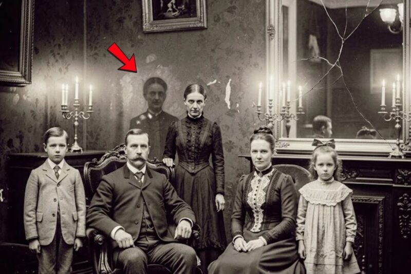 Cette photo de famille de 1903 semble paisible… jusqu’à ce que vous regardiez dans le miroir