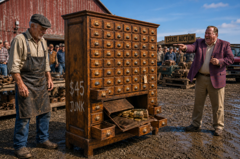 The Auction Laughed at the $45 He Paid for the Apothecary Cabinet — Then He Opened It That Night | DNA